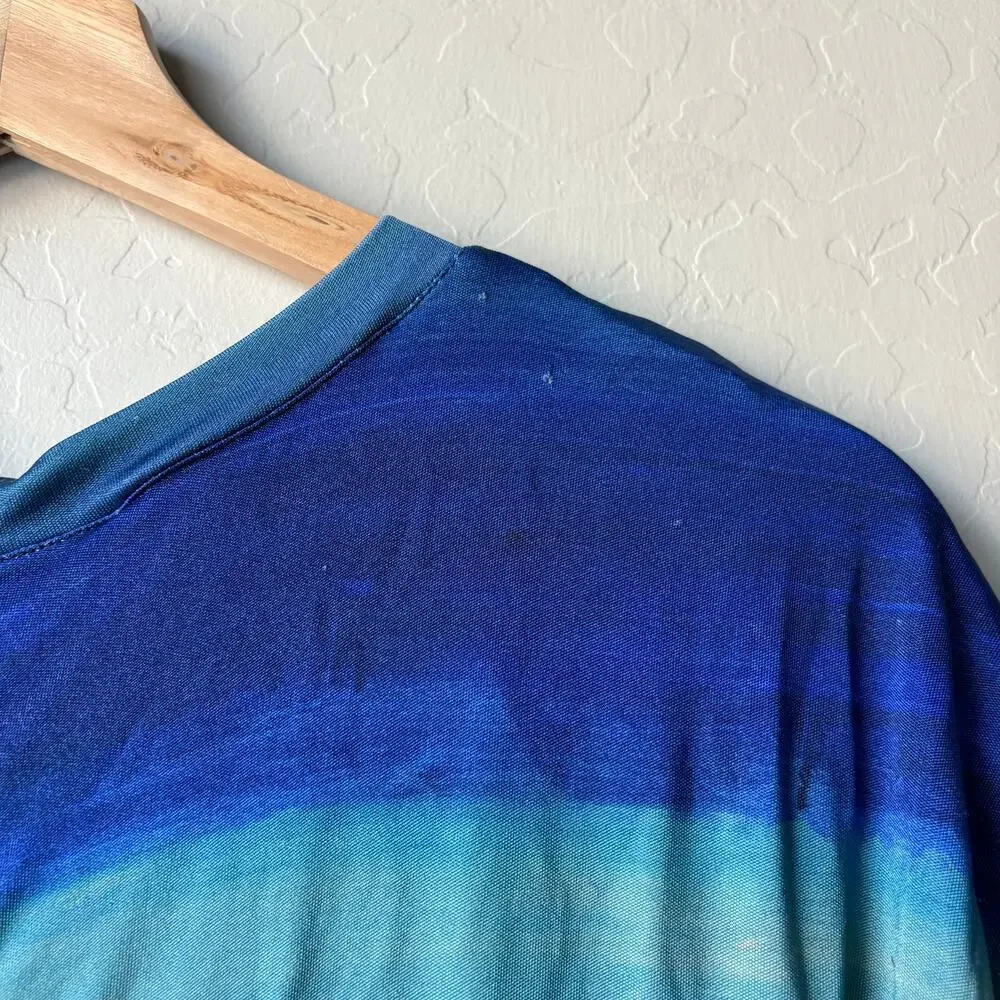 Marni Dress Ombre Multicolor‎ Short Sleeve Midi Dress w Front Slit Size 46/US 10 - Picture 10 of 11